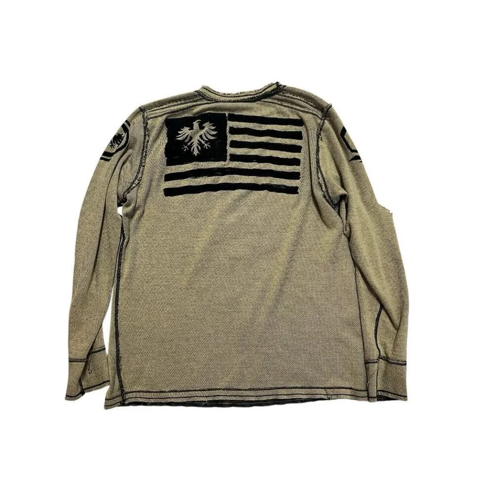 Affliction Reversible Thermal Long Sleeve Shirt Y2K Distress Graphic Mens XL